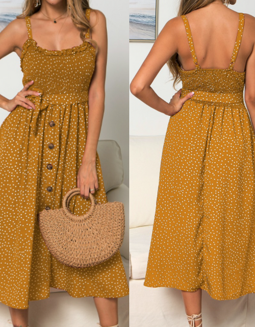 Load image into Gallery viewer, Women Spaghetti Straps Polka Dot Maxi Dress
